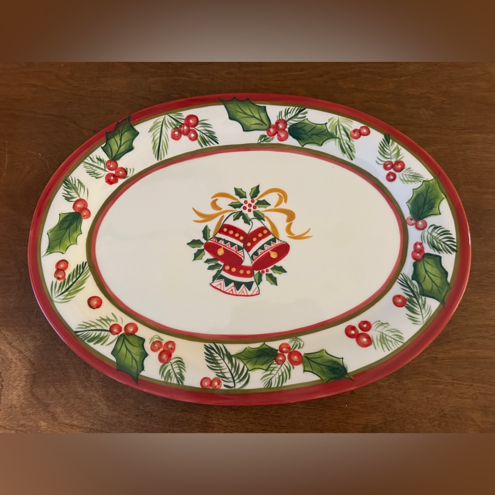 Festive Holiday Platter with Red and Green Design